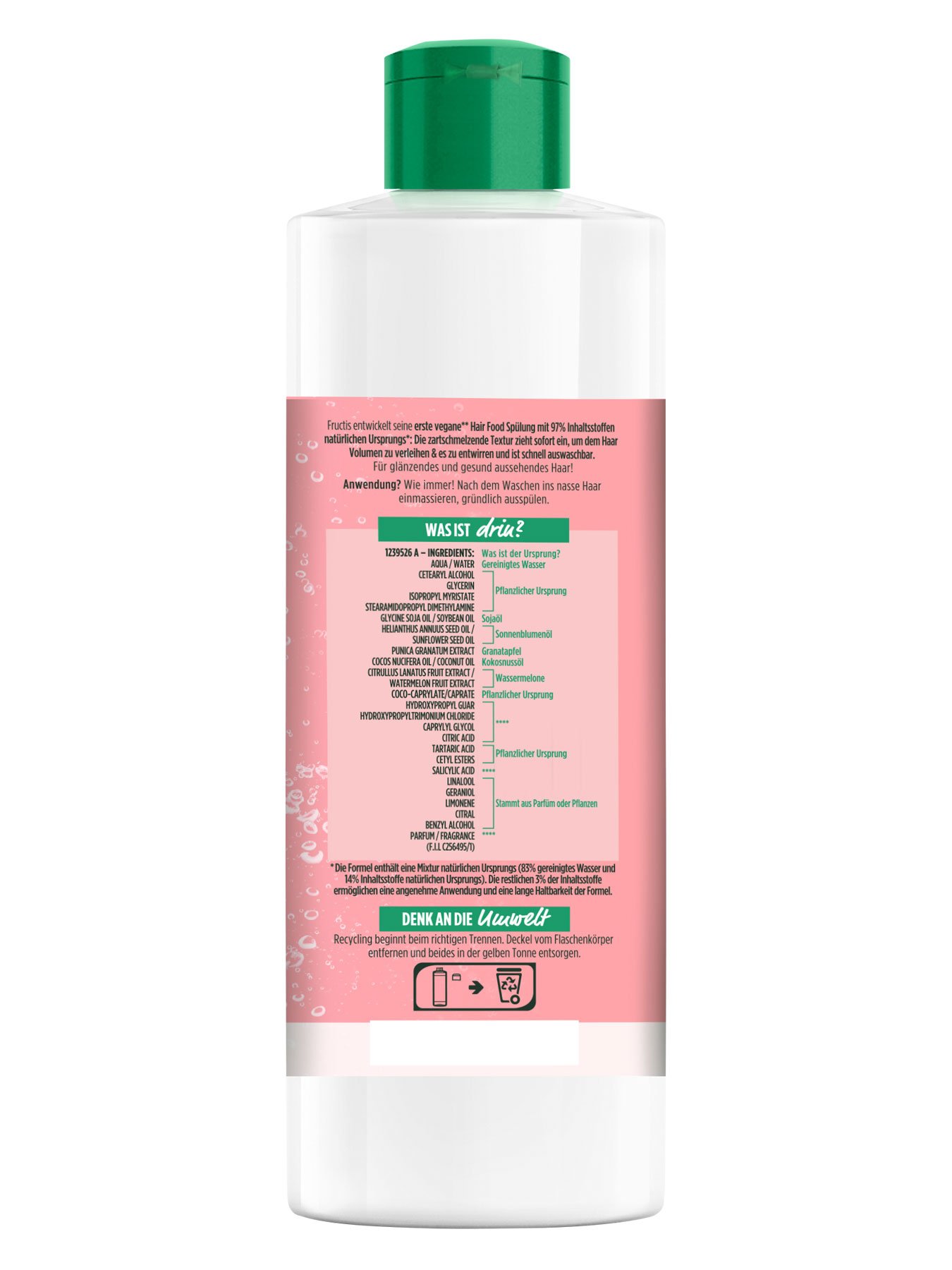 Fructis Hair Food Watermelon Spülung Produkt Rückansicht